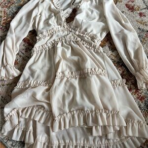 Elegant Cream Ruffled Dress